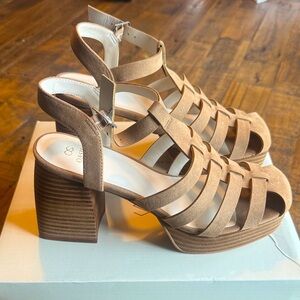 Brown Strappy Block Heel Sandals
